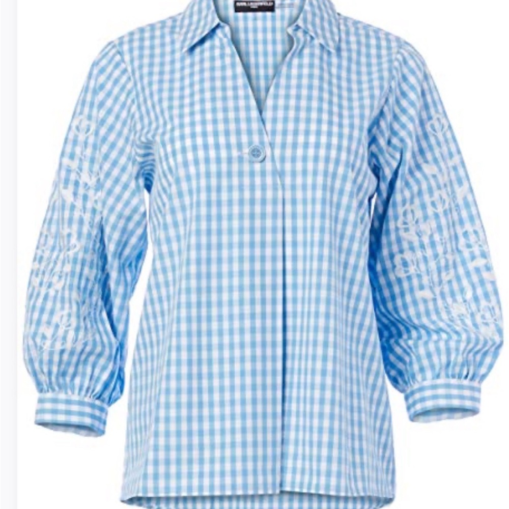 Karl Lagerfeld Light Blue Checkered Shirt